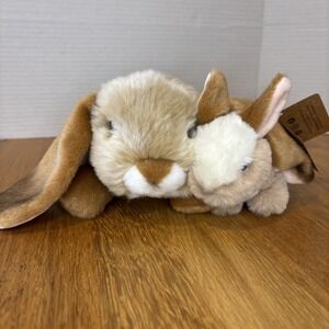 NWT Demdaco You And Me Brown Bunny And Baby Plush Realistic Animalcraft